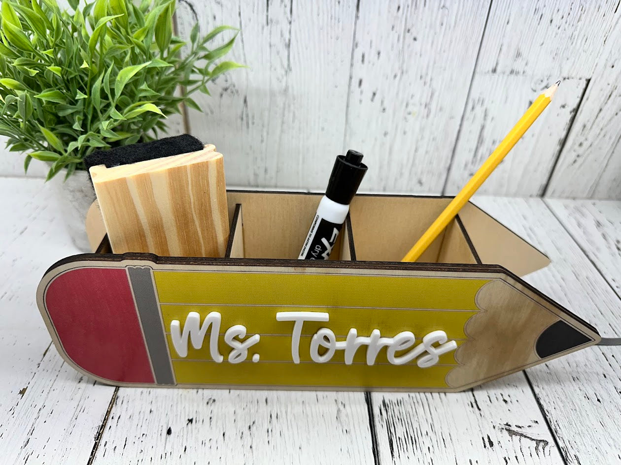 Personalized Pencil Caddy — 3 Compartments