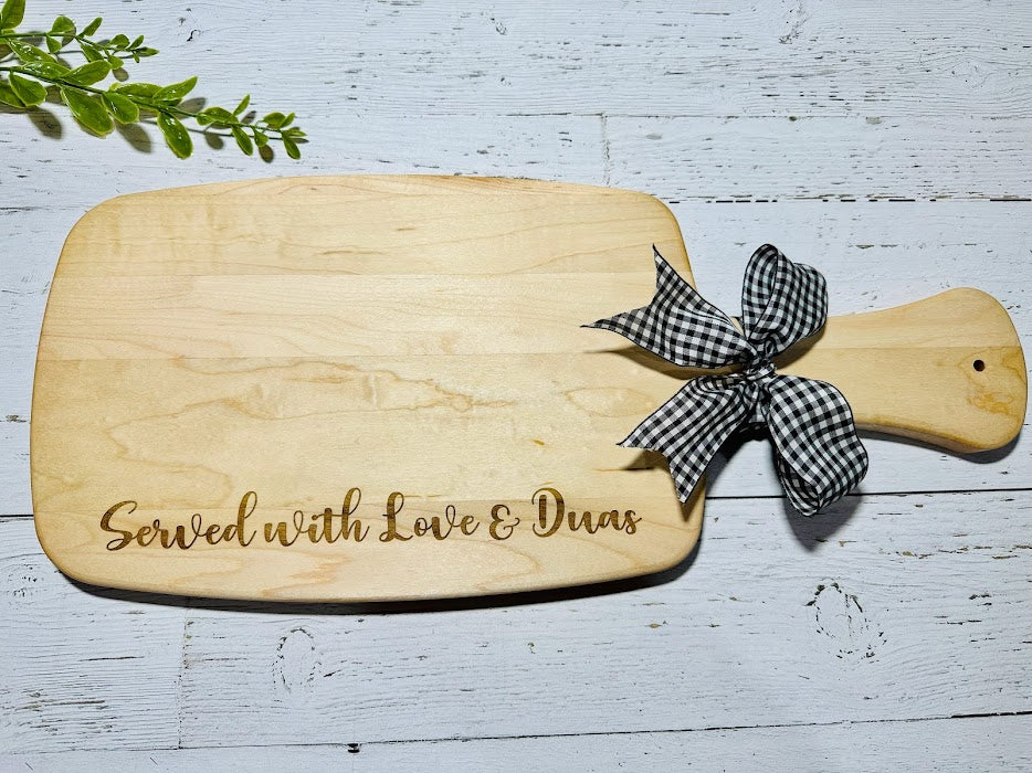 Served with Love & Duas: Maple-Engraved Serving Board