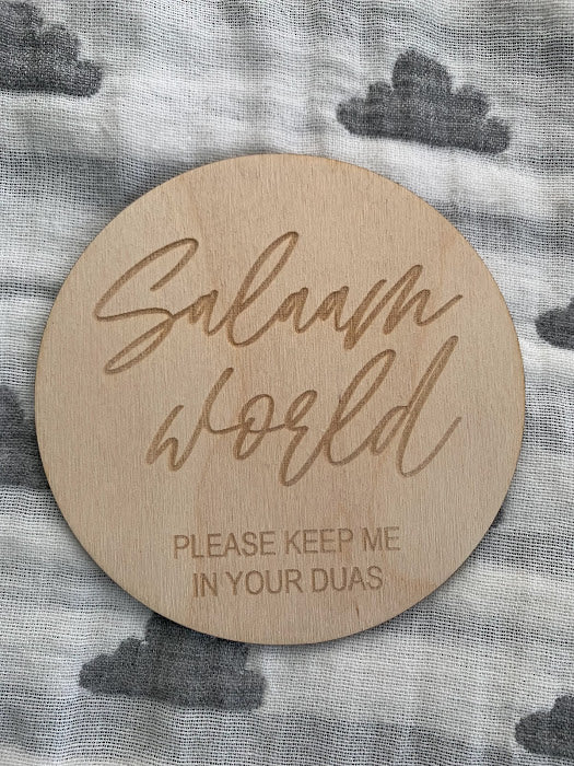Salaam World: Baby Arrival Wood Sign